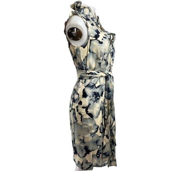 Magaschoni Collection Silk Floral Sleeveless Button Down Silk Dress Size s - Picture 4 of 10